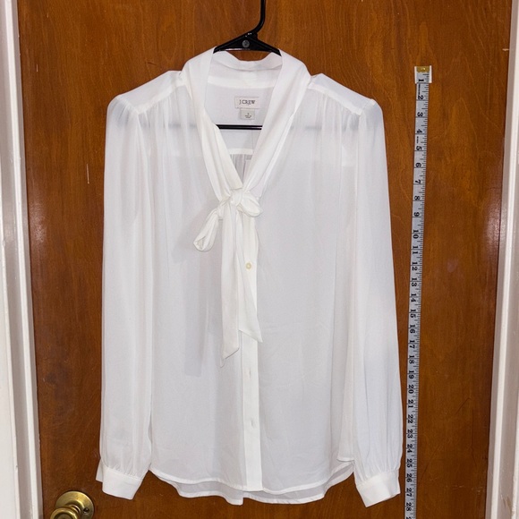 J. Crew Women's Cream Tie-Neck Blouse - Picture 1 of 6